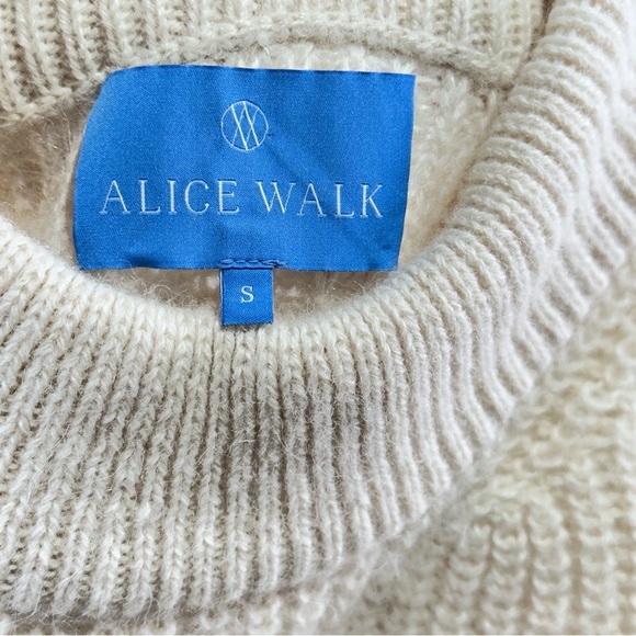 Alice Walk sweater baby alpaca ribbed knit crewneck pullover small cream - Picture 5 of 6